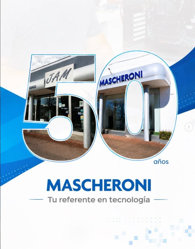 Mascheroni, 50 años: el local de JAM y el de Mascheroni formando el número 50